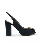 Sandalia Cinderella Negro Raso 10 cms