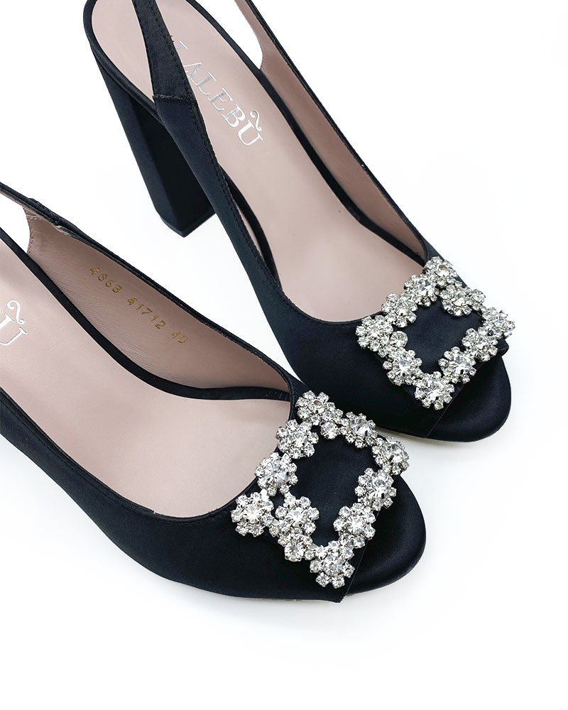 Sandalia Cinderella Negro Raso 10 cms