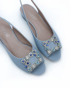 Sandalia Cinderella Plana Azul