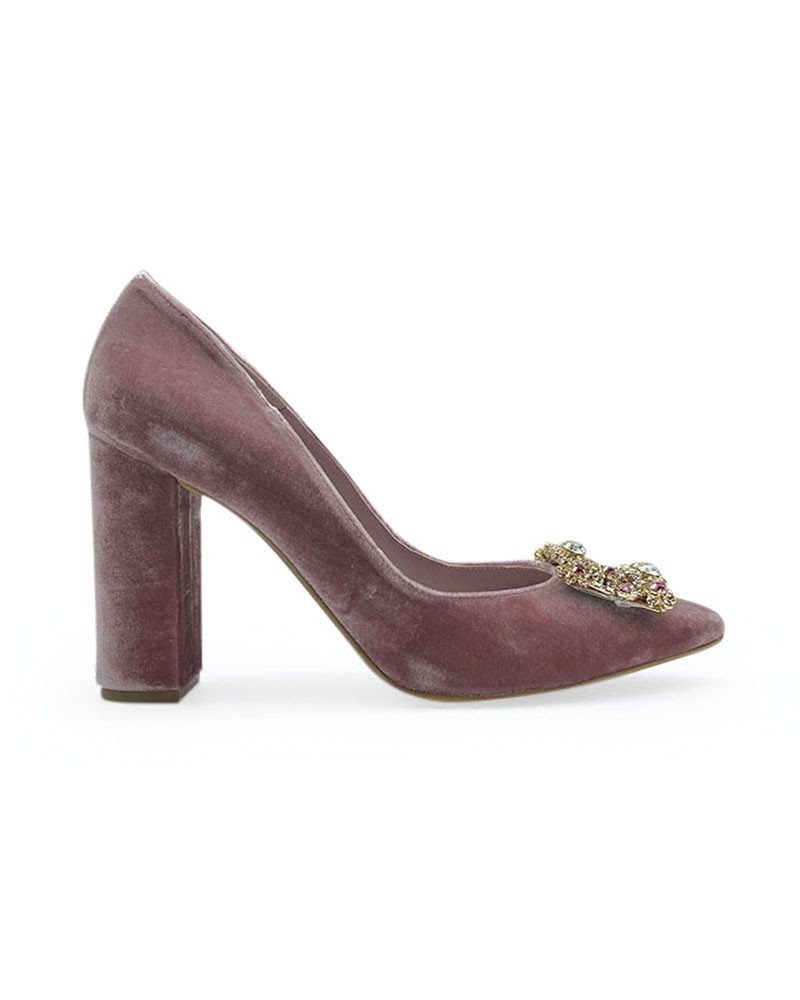 Zapato Cinderella terciopelo rosa 10 cms