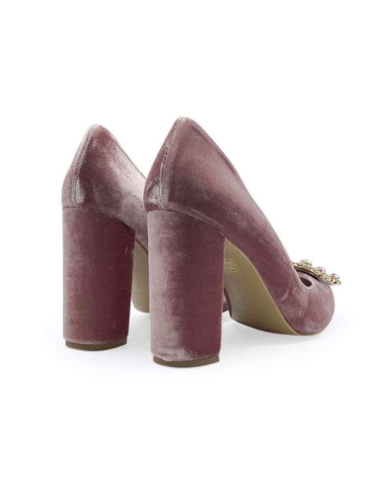 Zapato Cinderella terciopelo rosa 10 cms