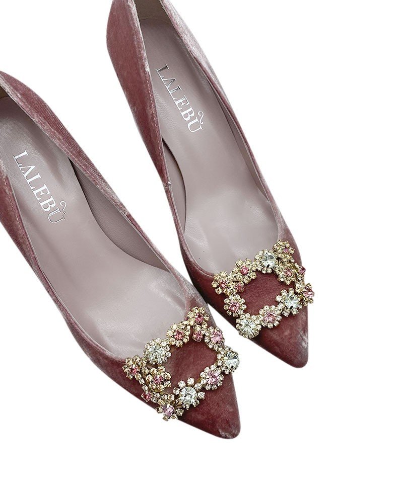 Zapato Cinderella terciopelo rosa 8 cms