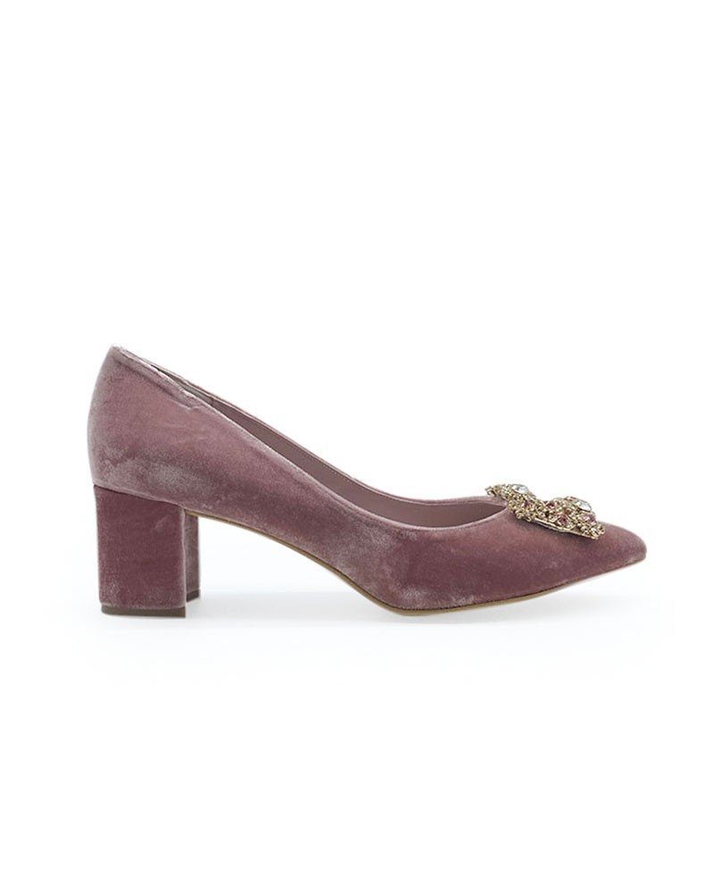 Zapato Cinderella terciopelo rosa 6 cms