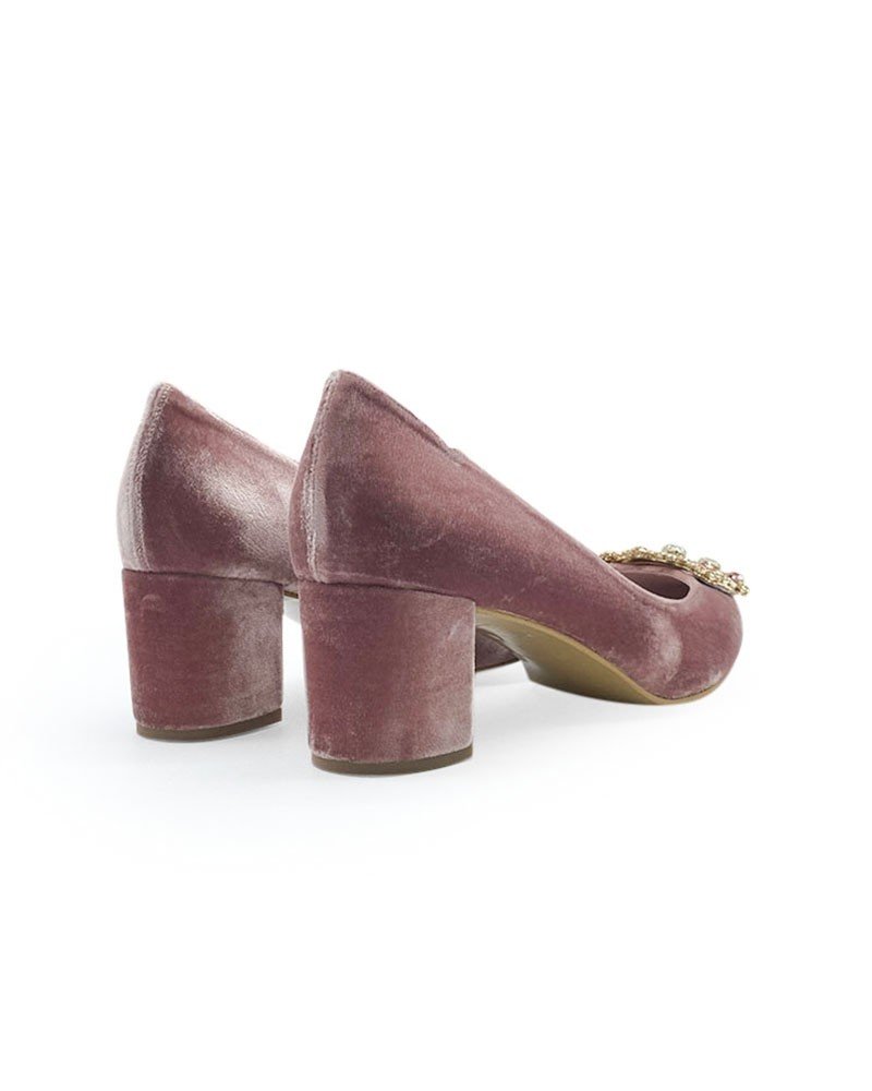 Zapato Cinderella terciopelo rosa 6 cms