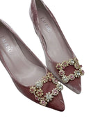 Zapato Cinderella terciopelo rosa 6 cms