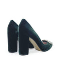 Zapato Cinderella terciopelo verde 10 cms