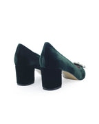 Zapato Cinderella terciopelo verde 6 cms