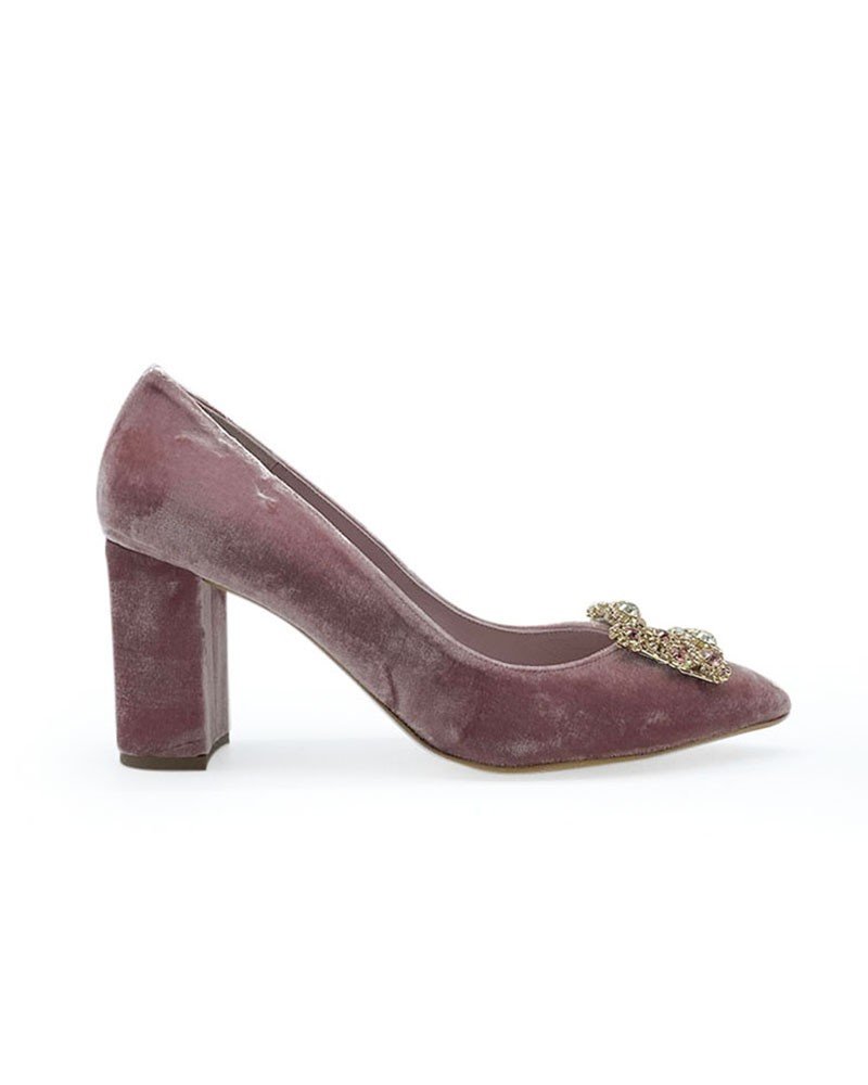 Zapato Cinderella terciopelo rosa 8 cms