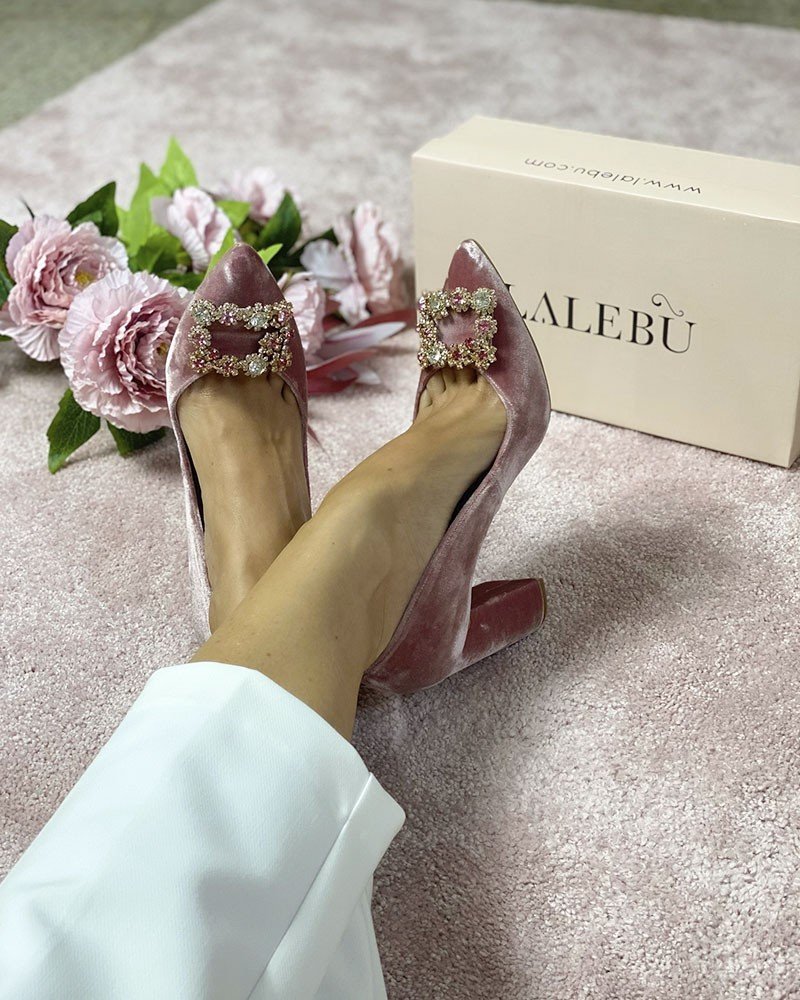 Zapato Cinderella terciopelo rosa 10 cms