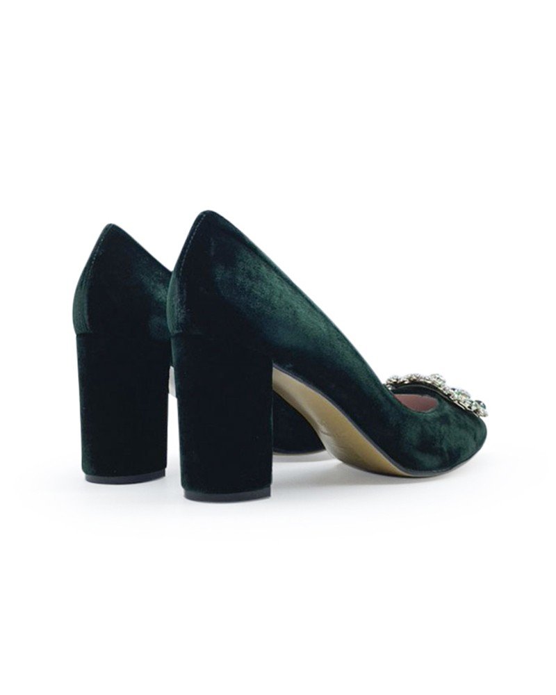 Zapato Cinderella terciopelo verde 8 cms