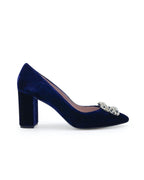Zapato Cinderella terciopelo azul 8 cms