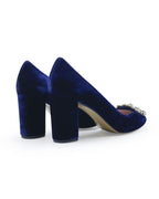 Zapato Cinderella terciopelo azul 8 cms