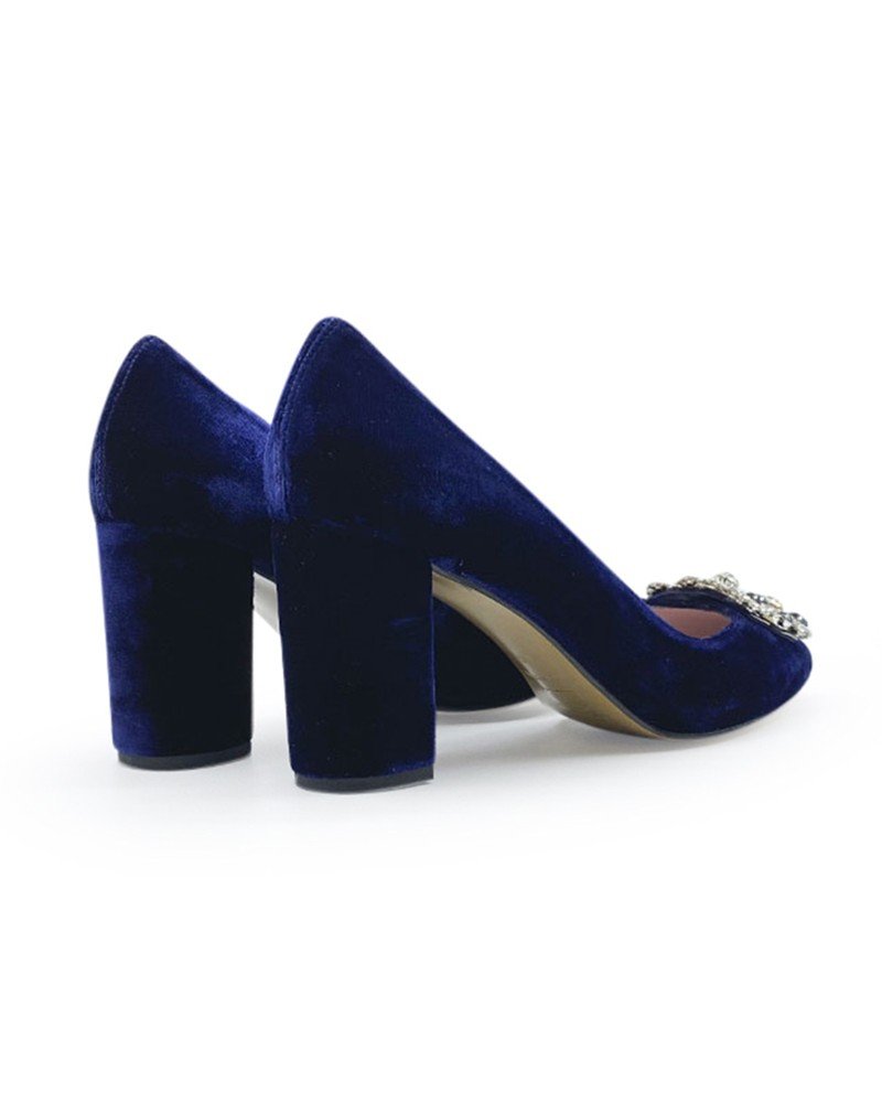 Zapato Cinderella terciopelo azul 8 cms