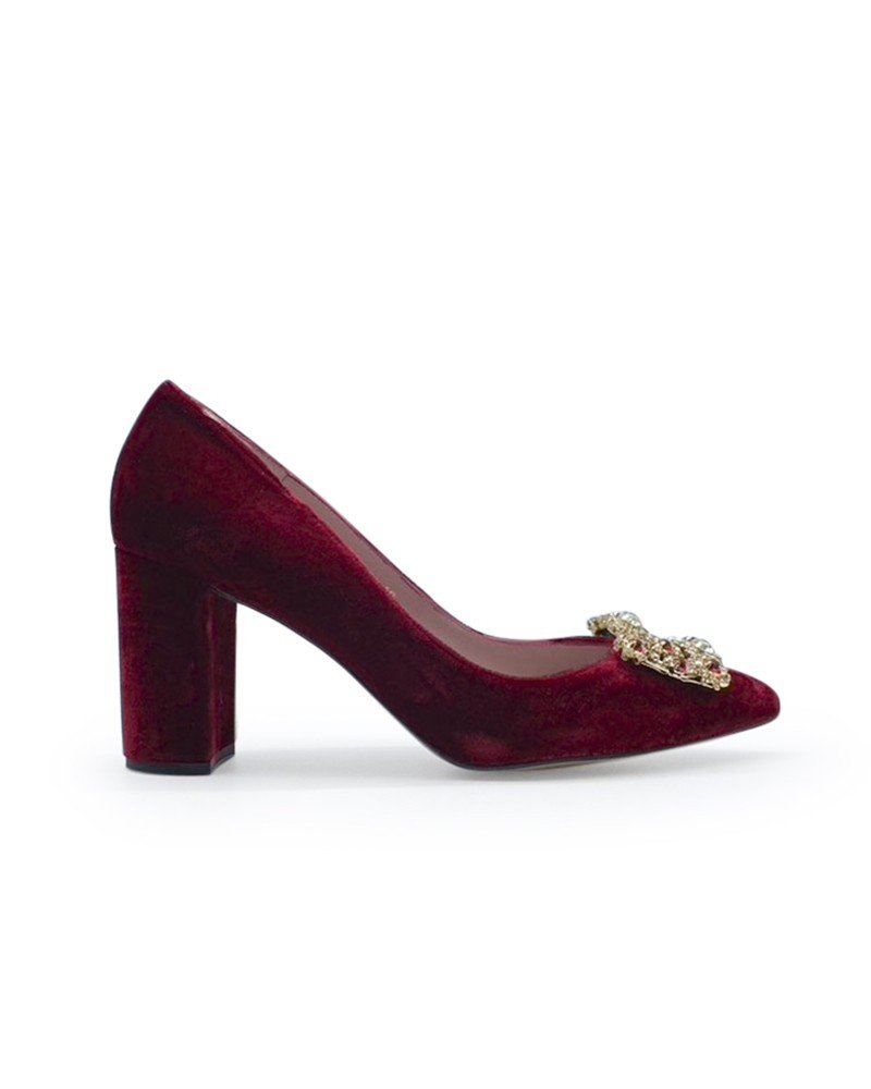 Zapato Cinderella terciopelo rojo 8 cms