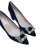 Zapato Cinderella terciopelo azul 8 cms