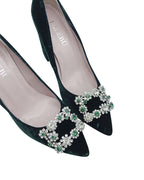 Zapato Cinderella terciopelo verde 8 cms