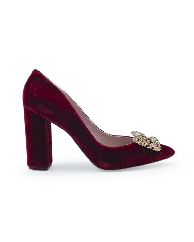 Zapato Cinderella terciopelo rojo 10 cms
