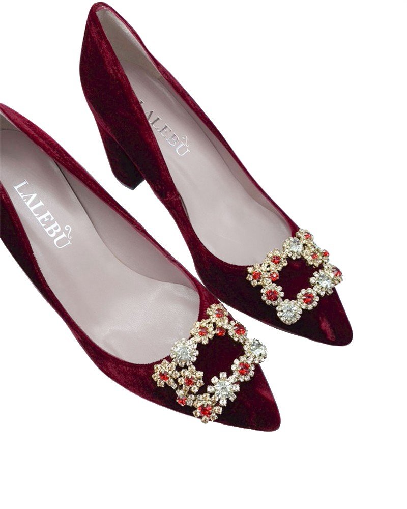 Zapato Cinderella terciopelo rojo 10 cms
