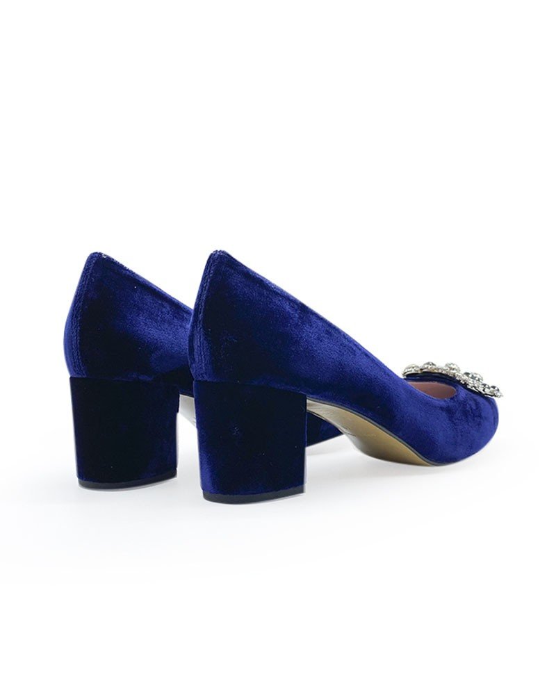 Zapato Cinderella terciopelo azul 6 cms