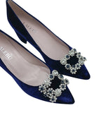 Zapato Cinderella terciopelo azul 6 cms