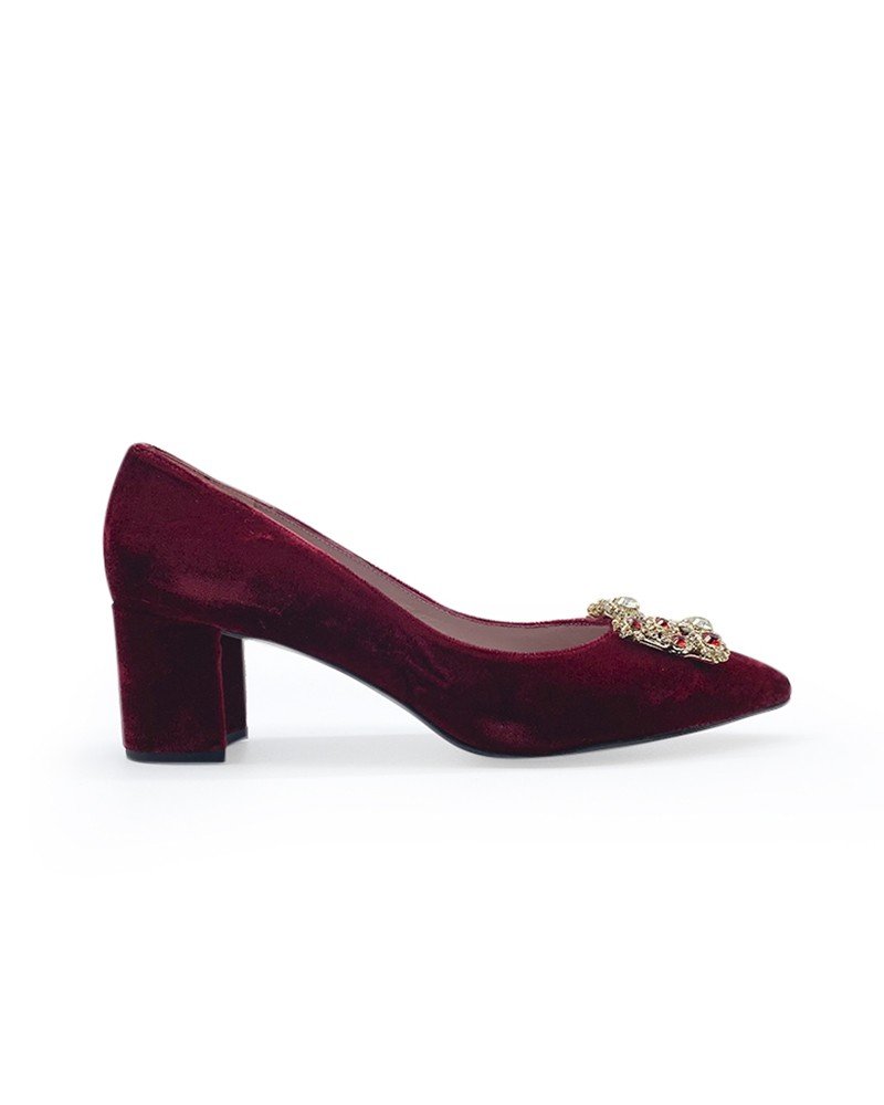 Zapato Cinderella terciopelo rojo 6 cms