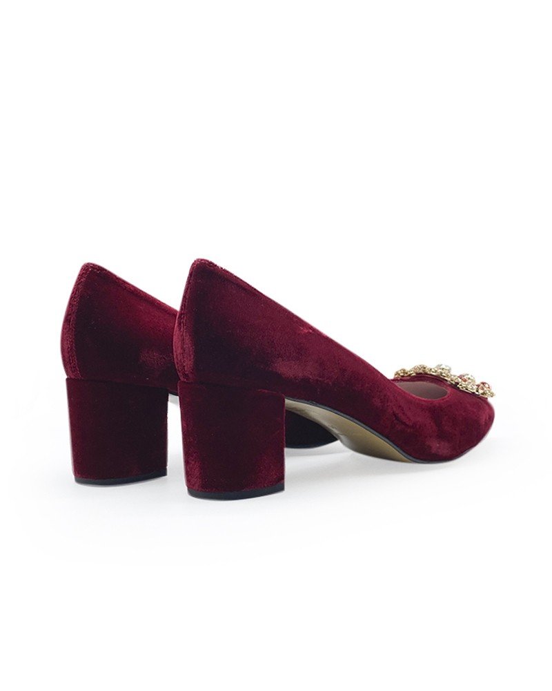 Zapato Cinderella terciopelo rojo 6 cms
