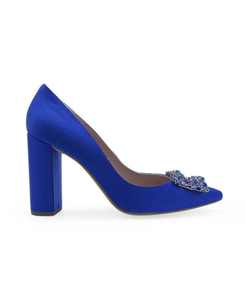 Zapato Cinderella Raso Azul Klein 10 cms