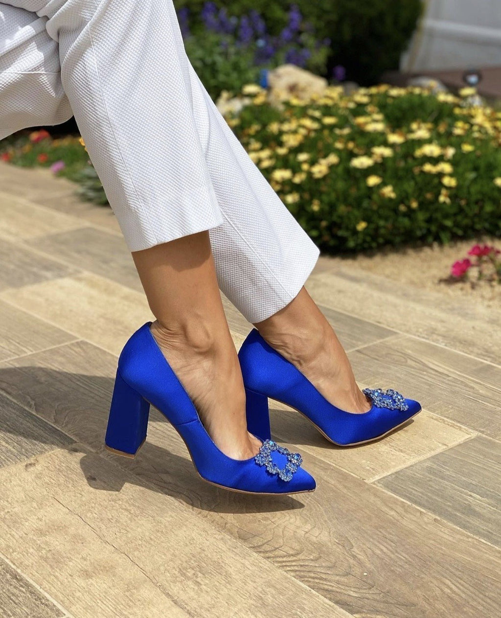 Zapato Cinderella Raso Azul Klein 10 cms