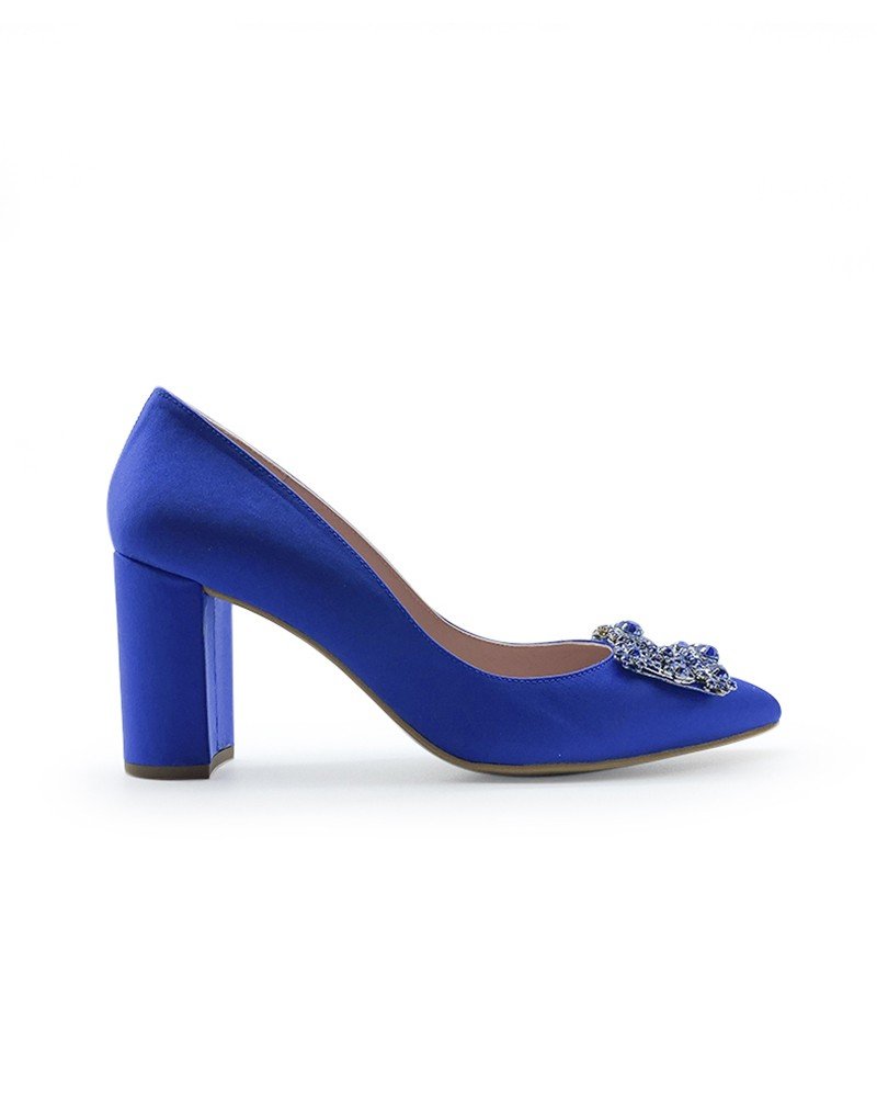 Zapato Cinderella Raso Azul Klein 8 cms