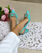 Zapato Cinderella Turquesa 8 cms