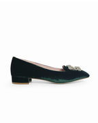 Mocasín Cinderella Terciopelo Verde