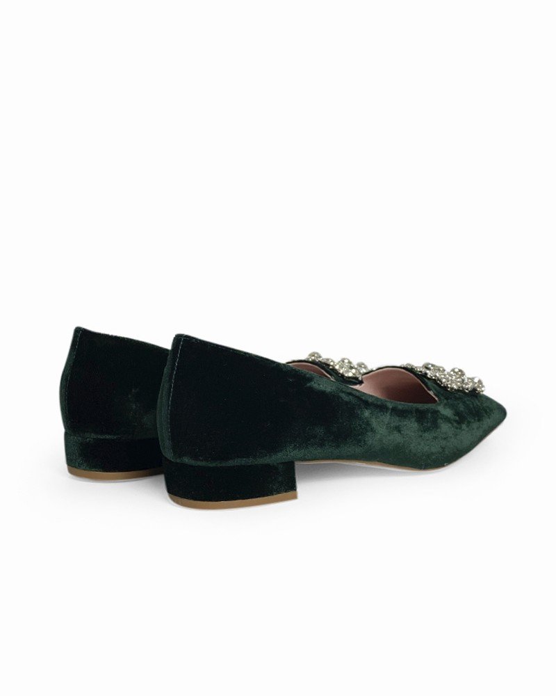 Mocasín Cinderella Terciopelo Verde