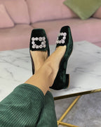 Mocasín Cinderella Terciopelo Verde