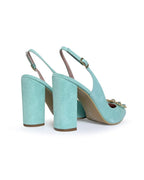 Zapato Cinderella turquesa destalonado 10 cms