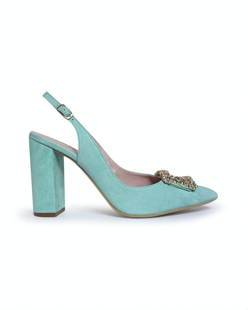 Zapato Cinderella turquesa destalonado 10 cms
