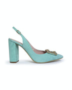 Zapato Cinderella turquesa destalonado 10 cms