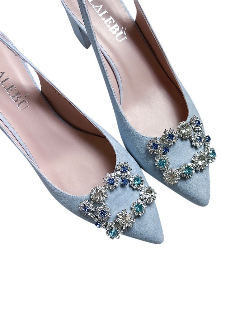 Zapato Cinderella Azul Destalonado 6 cms