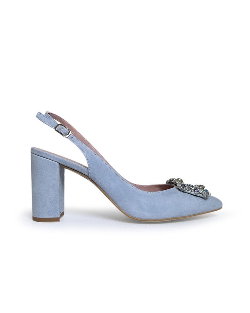 Zapato Cinderella Azul Destalonado 8 cms