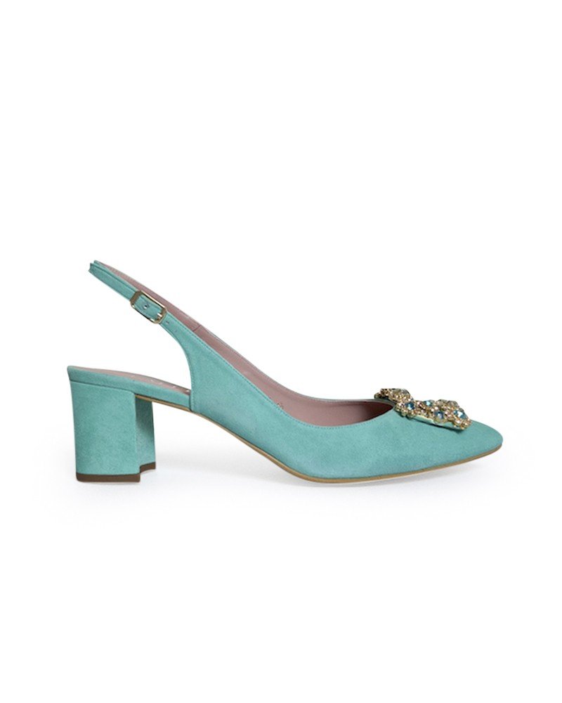 Zapato Cinderella turquesa Destalonado 6 cms