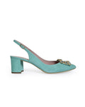 Zapato Cinderella turquesa Destalonado 6 cms
