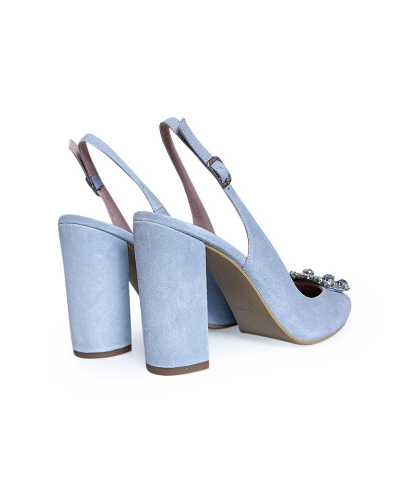 Zapato Cinderella azul destalonado 10 cms