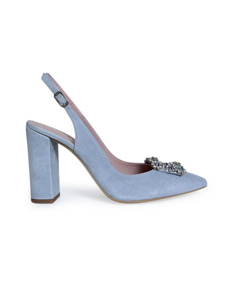 Zapato Cinderella azul destalonado 10 cms