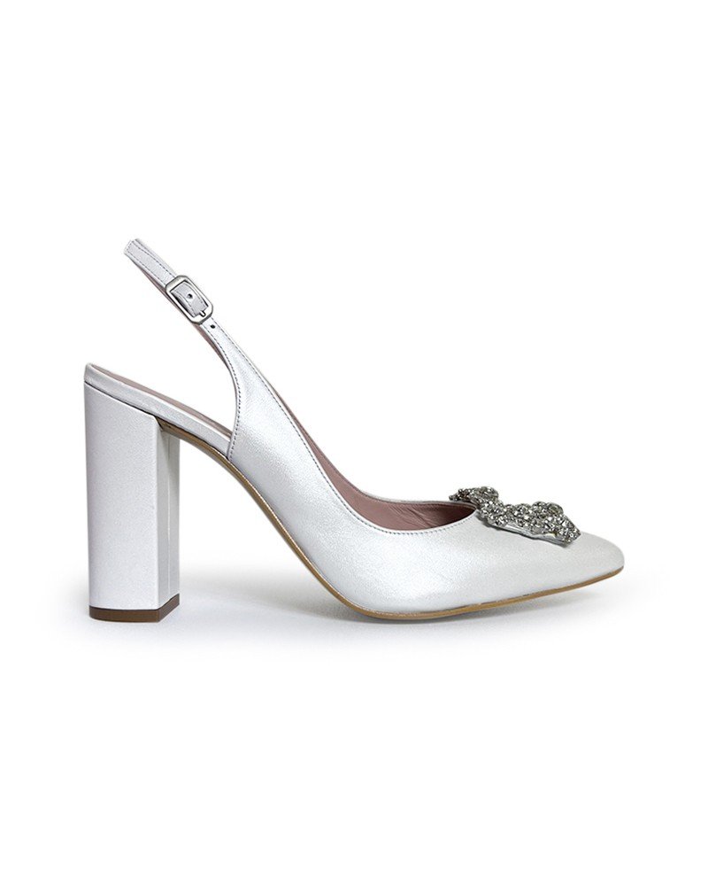 Zapato Cinderella blanco destalonado 10 cms