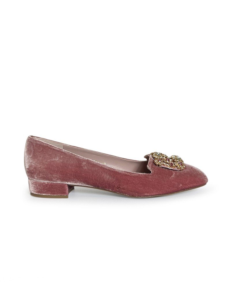 Mocasín Cinderella Terciopelo Rosa