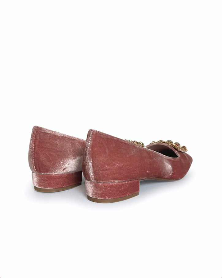 Mocasín Cinderella Terciopelo Rosa