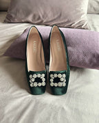 Mocasín Cinderella Terciopelo Verde