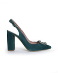 Zapato Cinderella verde destalonado 10 cms