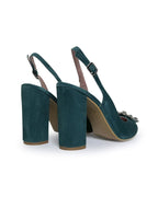 Zapato Cinderella verde destalonado 10 cms
