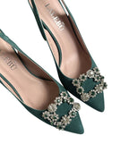Zapato Cinderella Verde Destalonado 8 cms