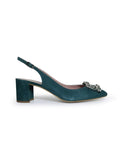 Zapato Cinderella Verde Destalonado 6 cms